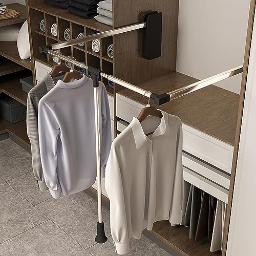 Kleiderständer, robuste, herunterziehbare Kleiderstange zum Aufhängen an der Wand oder an der Platte, mit platzsparendem Regalsystem für Schlafzimmer oder Garderobe, verstellbare Länge 89–12 von Generic