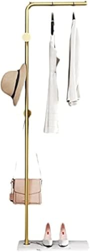 Kleiderständer Metall, Bodenstehende Garderobenständer Mit 3 Haken Und Kleiderbügel, Für Kleidung, Huttaschen, Multifunktions-kleiderbaum Für Badezimmer, Wohnzimmer, Flur, Gold Rod/White Base von Generic