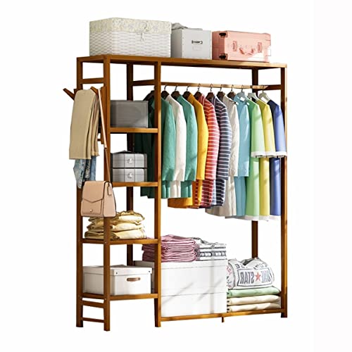 Kleiderstangen Kleiderständer Offener Kleiderschrank Garderobenständer mit Regalen Kleiderstangen Kleiderstangen Aus Holz Robust Schlafzimmer Erwachsene Kinder Schrank von Generic