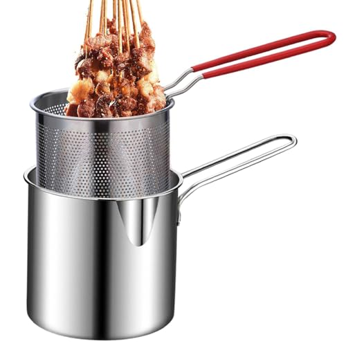 Kleine Fritteuse – -Fritteuse aus Edelstahl, kreative Fritteuse | Kleine Ölspar-Fritteuse im japanischen Stil mit Siebkorb, Bratentopf zum Frittieren von Hähnchenschenkeln, D-Chips von Generic