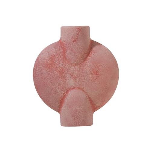 Kleine Keramikvasen für Heimdekoration und Tischdekoration, rustikale dekorative Minivase im Bauernhausstil für getrocknete Pflanzen und Blumen(B-red) von Generic