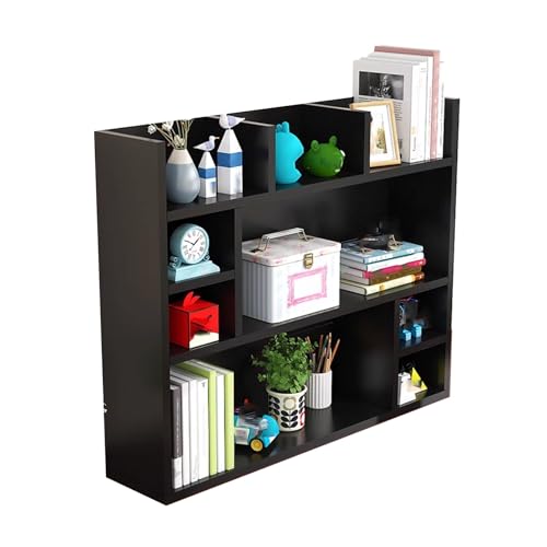 Kleine Schreibtischregale 80 cm Höhe Tischregal Schreibtisch Computer Offene Fächer Schreibtisch Regalaufsatz Holz für Home Office, Wohnung(Black,140cm) von Generic