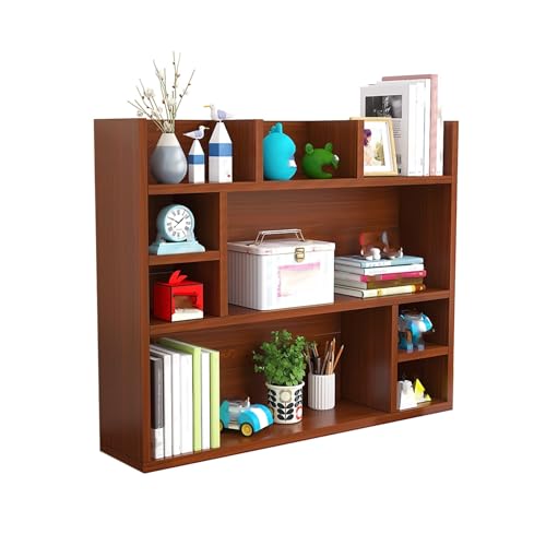 Kleine Schreibtischregale 80 cm Höhe Tischregal Schreibtisch Computer Offene Fächer Schreibtisch Regalaufsatz Holz für Home Office, Wohnung(Brown,100cm) von Generic