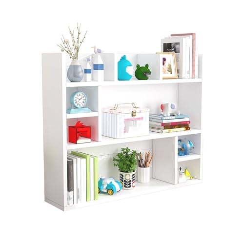 Kleine Schreibtischregale 80 cm Höhe Tischregal Schreibtisch Computer Offene Fächer Schreibtisch Regalaufsatz Holz für Home Office, Wohnung(White,140cm) von Generic