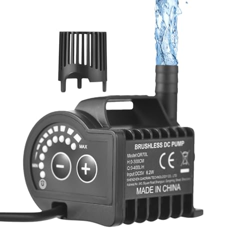 Kleine Tauchpumpe – Robuste Wasserpumpe aus ABS, Brunnenpumpe mit geringem Lärm | Wasserfluss verstellbar in langer Größe für Aquarien, kleine Teiche, Gartenbrunnen Hydrokultur von Generic