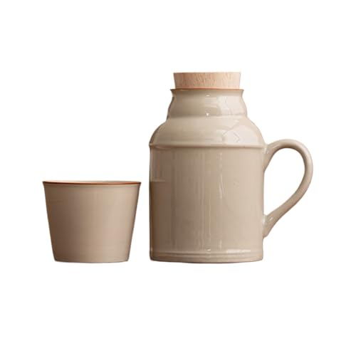 Kleine Thermoskanne Mit Deckel Keramik Eintopf Teetasse Set Chinesische Flasche Home Office Griff (Kein Muster) von Generic