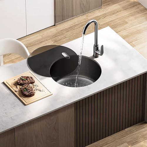 Kleine runde Küchenspüle Edelstahl-Küchenspüle 1 Becken Mit Wasserhahn Waschbecken for Restaurants, Küchen und Bars(32cm/13in) von Generic