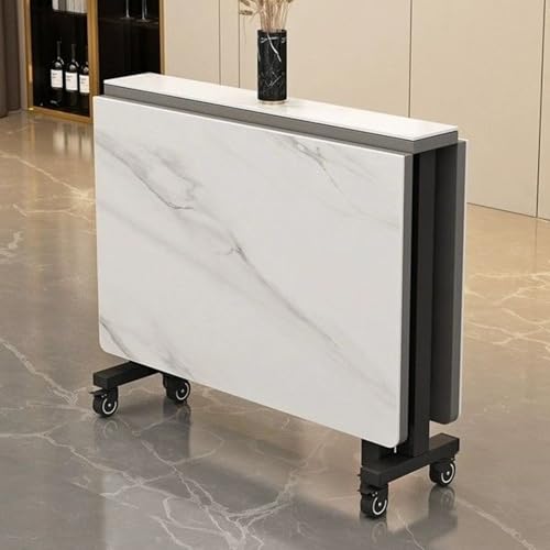 Kleiner Rechteckiger Esstisch, Schiefer-Küchentisch im Landhausstil mit 8 Rädern, for Esszimmer, Büro oder Partys (100/120/140cm) von Generic