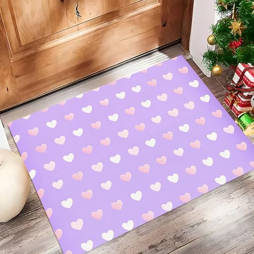 Kleines Liebesherz Fußmatte Schmutzfangmatte Innen 50 X 80 cm rutschfeste Waschbar Fussmatte, Sauberlaufmatte Teppich Für Eingangsbereich, Haustür, Flur, Porch - Lila Moderne Schlichtheit von Generic