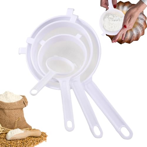 Kleines Mehlsieb – Manuelles Mehlsieb, feines Sieb, Mini-Puderzucker-Staubwedel, feines Netzsieb mit langem Griff für Zuhause von Generic