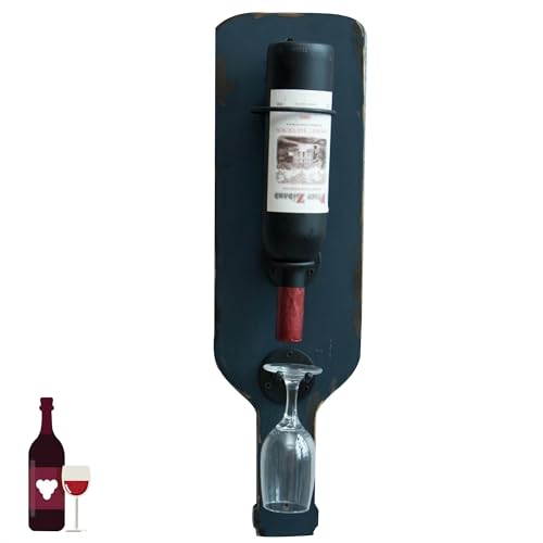 Kleines Weinregal Wandmontage mit Weinglasregal Barregale Minibar Spirituosenflasche Display Regal für Home Bar Esszimmer Küche (Dunkelblau) von Generic