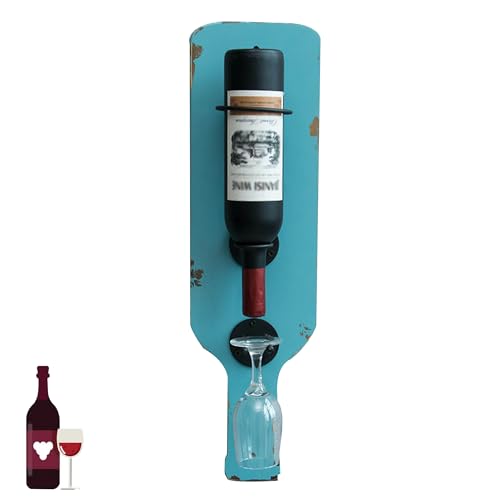 Kleines Weinregal Wandmontage mit Weinglasregal Barregale Minibar Spirituosenflasche Regal für Home Bar Esszimmer Küche (Hellblau) von Generic