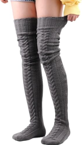 Kniestrümpfe Oberschenkelhohe Strümpfe Damen Warm Las Mädchen Schwarz Weiß Über Kniestrümpfe Extra Lange Weibliche Wollfuß Beinlinge, Dark Grey, 105cm Kniestrümpfe Oberschenkelhohe Strümpfe Damen Warm Las Mädchen Schwarz Weiß Über Kniestrümpfe Extra Lange Weibliche Wollfuß Beinlinge, Dark Grey, 105cm von Generic