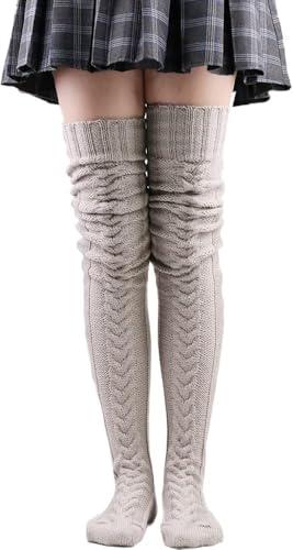Kniestrümpfe Oberschenkelhohe Strümpfe Damen Warm Las Mädchen Schwarz Weiß Über Kniestrümpfe Extra Lange Weibliche Wollfuß Beinlinge, Light Grey, 85cm Kniestrümpfe Oberschenkelhohe Strümpfe Damen Warm Las Mädchen Schwarz Weiß Über Kniestrümpfe Extra Lange Weibliche Wollfuß Beinlinge, Light Grey, 85cm von Generic