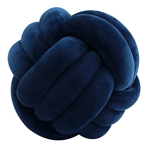 Knotenkissen, Geknotetes Kissen, Weiches Plüsch Knoten Kugelkissen Hand Geflochten Knoten Pillow Ball Zierkissen für Sofa, Bett, Dekorativ (Navy Blau, 20cm) von Generic