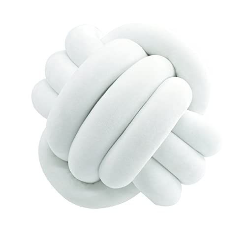 Knotenkissen, Geknotetes Kissen, Weiches Plüsch Knoten Kugelkissen Hand Geflochten Knoten Pillow Ball Zierkissen für Sofa, Bett, Auto, Dekorativ (Weiß, 27cm) von Generic