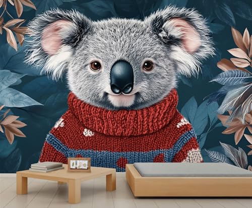 Koala Tapete Süße Tapete Dunkelblau Wandbilder für Wände Botanische Blätter Tapeten für Schlafzimmer Wohnzimmer Poster 490 X 350 cm Koala Tapete Süße Tapete Dunkelblau Wandbilder für Wände Botanische Blätter Tapeten für Schlafzimmer Wohnzimmer Poster 490 X 350 cm von Generic