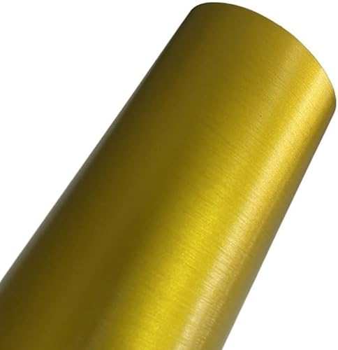 Kohlefaser Wrap Matt Gold Metallic Vinyl Wrap Film Holografischer Spiegel Chrom Gold Car Wrapping Folie Rolle Selbstklebender Aufkleber Aufkleber Auto Vinyl Wrap, Brushed Metallic, 30cm x 152cm von Generic