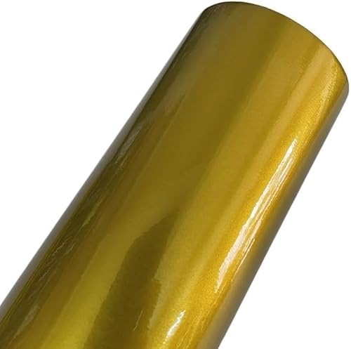 Kohlefaser Wrap Matt Gold Metallic Vinyl Wrap Film Holografischer Spiegel Chrom Gold Car Wrapping Folie Rolle Selbstklebender Aufkleber Aufkleber Auto Vinyl Wrap, Gloss Metallic Gold, 50cm x 300cm von Generic