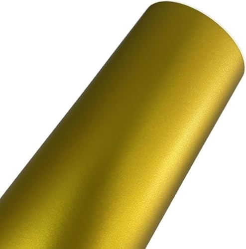 Kohlefaser Wrap Matt Gold Metallic Vinyl Wrap Film Holografischer Spiegel Chrom Gold Car Wrapping Folie Rolle Selbstklebender Aufkleber Aufkleber Auto Vinyl Wrap, Matte Metallic Gold, 10cm x 152cm von Generic