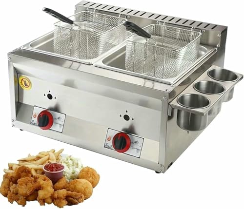 Kommerzielle Fritteuse Fettkorb 10L / 20L / 30L LPG Gas mit Korb und Deckel, Edelstahl Arbeitsplatte Gas, für die Heimküche ~/ / von Generic