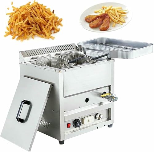 Kommerzielle Fritteuse Fettkorb Gas, Arbeitsplatte Propangas, Standtemperaturregelung, Gas Fett Edelstahltanks Korb Tab~/ / von Generic