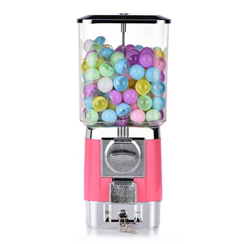 Kommerzieller Verkaufsautomat, 32-mm-Münzkapselautomaten mit Schlüsseln, Kaugummi- und Süßigkeitenautomat for Kinder auf der Arbeitsplatte, for Spielwarenläden, rote silberne Schublade(Pink) von Generic