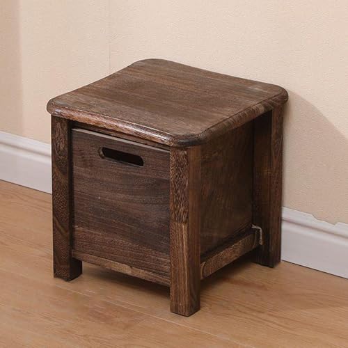 Kompakter Aufbewahrungshocker aus Holz mit Schublade, Schuhbank aus Massivholz mit Abgerundeten Kanten, kein Zusammenbau Erforderlich, für Eingangsbereich, Schlafzimmer, Wohnzimmer(Brown,X-Large) von Generic