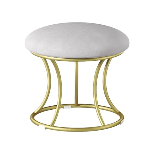 Kompakter Fußstütze, Gepolsterter Schminkhocker mit Goldenen Metallbeinen, Rutschfester Runder Pouf für Wohnzimmer, Schlafzimmer, Schmink- oder Partysitze(Gray) von Generic
