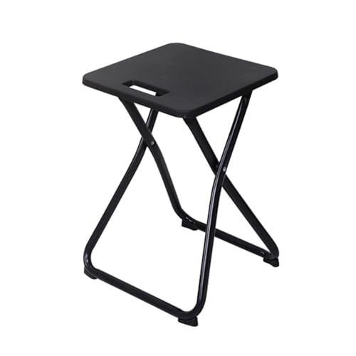 Kompakter Klappstuhl, Tragbarer Faltstuhl mit Griff und Bodenmatten, kein Zusammenbau Erforderlich, für Küche, Wohnheim, Schminktisch, Kirche, Camping im Freien(Black) von Generic