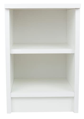 Nachtschrank Weiss mit Regal - Kleiner Couchtisch Weiß - Minimalistisch Beistelltisch Holz - Betttisch - Nachtkästchen mit Schublade von Generic