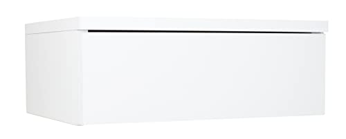 Nachtschrank Weiss mit Schublade - Wandregal - Kleiner Regal Weiß - Minimalistisch Beistelltisch Holz Seitenschrank - Betttisch - Nachttisch schmal von Generic