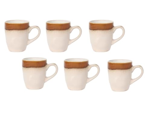 Komplett-Kaffee-Set - 6 Tassen | 3 x 2 Keramikbecher in 3 verschiedenen Farben | Heißgetränkbecher | 6er Set Tassen (ustam - 140 ml) von Generic