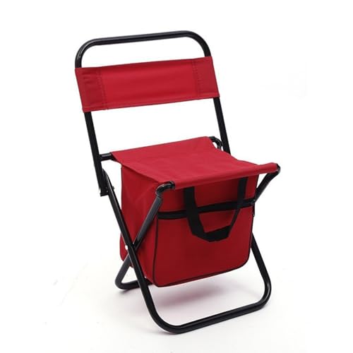 Komplette zusammenklappbare Stuhl mit kühlerem Fach, Angelhocker für Camping, tragbares Design für die Jagd und Picknick rot von Generic