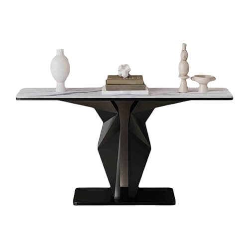 Konsolentisch Schmal Felsbrett Akzenttisch Design mit Abgerundeten Ecken Eingangstisch Hinter Dem Sofa Beistelltisch für Wohnzimmer Eingang(Black,100 * 30 * 80cm) von Generic