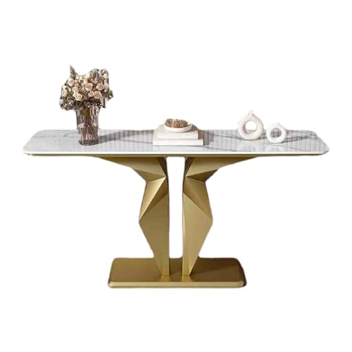 Konsolentisch Schmal Felsbrett Akzenttisch Design mit Abgerundeten Ecken Eingangstisch Hinter Dem Sofa Beistelltisch für Wohnzimmer Eingang(Gold,100 * 30 * 80cm) von Generic