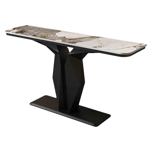 Konsolentisch Schmal Felsbrett Flur Möbel Design mit Abgerundeten Ecken Eingangstisch Hinter Dem Sofa Beistelltisch für Wohnzimmer Eingang(Black,100 * 30 * 80cm) von Generic