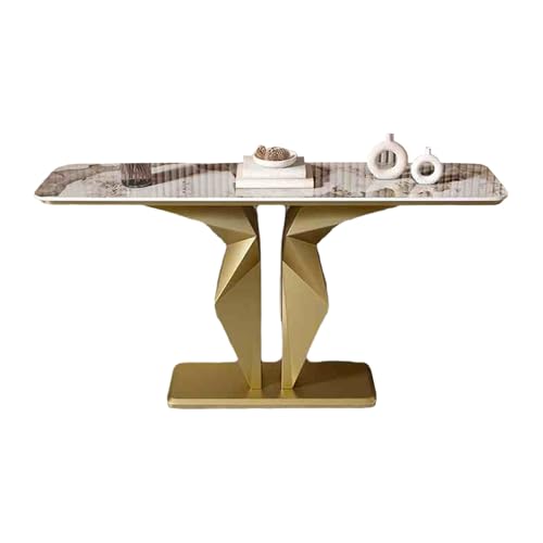 Konsolentisch Schmal Felsbrett Flur Möbel Design mit Abgerundeten Ecken Eingangstisch Hinter Dem Sofa Beistelltisch für Wohnzimmer Eingang(Gold,100 * 30 * 80cm) von Generic