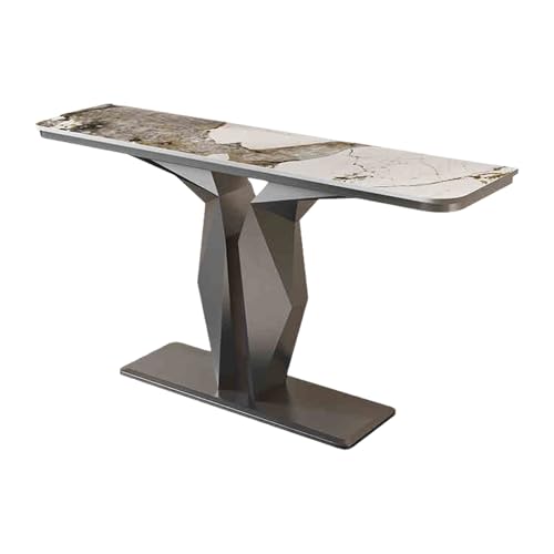Konsolentisch Schmal Felsbrett Flur Möbel Design mit Abgerundeten Ecken Eingangstisch Hinter Dem Sofa Beistelltisch für Wohnzimmer Eingang(Gray,120 * 30 * 80cm) von Generic