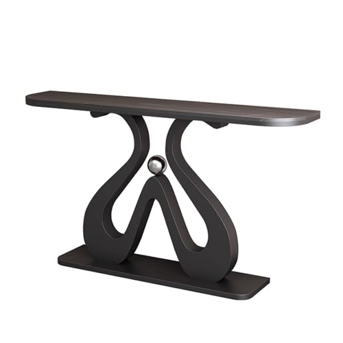 Konsolentisch Schmal Kreative Form Eingangstisch Hinter Dem Sofa Multifunktionaler Abgerundete Ecken Akzenttische für Wohnzimmer Flur Eingang(Black,120 * 30 * 80cm) von Generic