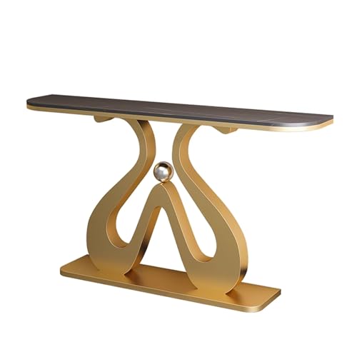 Konsolentisch Schmal Kreative Form Eingangstisch Hinter Dem Sofa Multifunktionaler Abgerundete Ecken Akzenttische für Wohnzimmer Flur Eingang(Gold+Black,100 * 30 * 80cm) von Generic