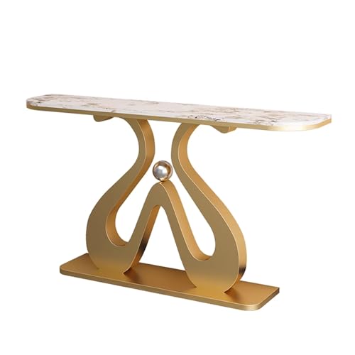 Konsolentisch Schmal Kreative Form Eingangstisch Hinter Dem Sofa Multifunktionaler Abgerundete Ecken Akzenttische für Wohnzimmer Flur Eingang(Gold,120 * 30 * 80cm) von Generic