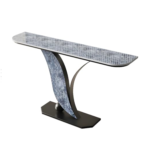 Konsolentisch Schmal Leichter Luxus Metallrahmen Console Table Konsolentischs mit Steinplatte, Abgerundet für Flur, Schlafzimmer, Wohnzimmer(Blue,100 * 30 * 80cm) von Generic