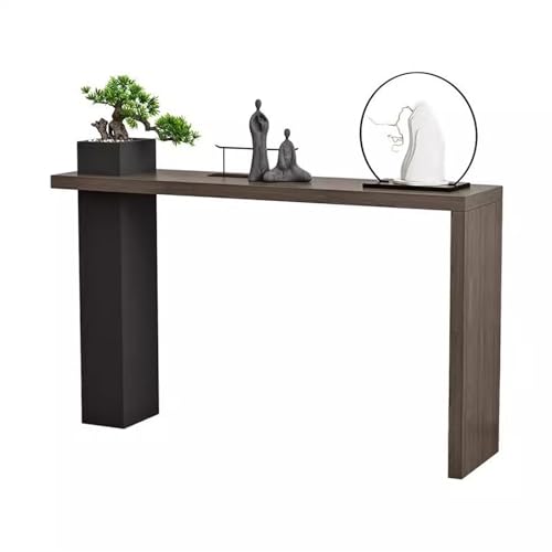 Konsolentisch Schmal Massivholz Heim Console Table mit Kreativem Blumentopf Aus Eisen Sofa-Beistelltisch Feinschleifen Von Ecken für Eingangsbereich, Wohnzimmer, Flur(Gray,80 * 30 * 85cm) von Generic