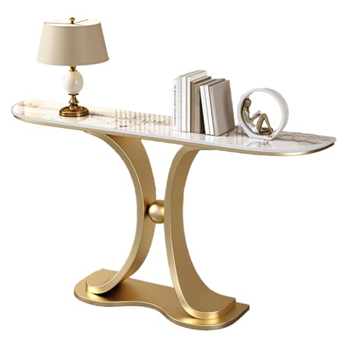 Konsolentisch Schmal Platzsparend Flur Möbel Ecke Abgerundete Ecken Verdicken Akzenttische für Wohnzimmer Foyer Eingang Kleine Räume(Gold6,100 * 30 * 80cm) von Generic