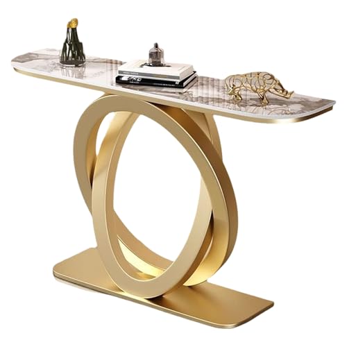 Konsolentisch Schmal Schwarz Offene Aufbewahrung Flur Möbel Ecke Personalisierter Metallrahmen Akzenttische für Wohnzimmer Eingang Foyer(Gold,120 * 30 * 80cm) von Generic