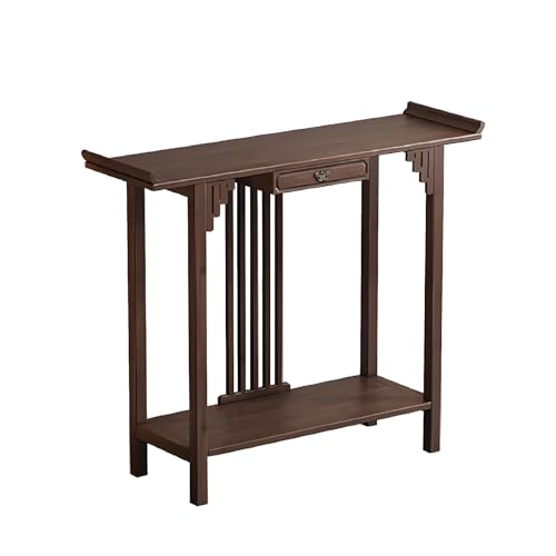 Konsolentisch Schmal aus Bambus mit Schubladen Antiker Stil Mehrfachablage Flurtisch Oder Sofatisch, für Wohnzimmer, Schlafzimmer, Eingangsbereich(120 * 31 * 83cm) von Generic