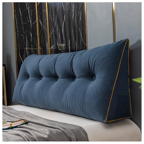 Kopfteil Keilkissen groß Dreieckige Rückenlehne Positionierung Unterstützung Lesekissen Tagesbett Sofa Lendenrolle Kissen Bett Kopfteil Dekor,Dark Blue,80x50x20cm von Generic