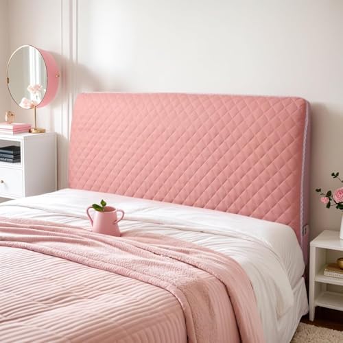 Kopfteilbezug Samtkopfteilbezüge Schonbezug Einzelkopfteil Kopfteile for Betten Doppelter Samtbettbezug Diwanbezüge Superking Graues Kissen Super gepolstertes Kopfteil(Light pink,120cm) von Generic