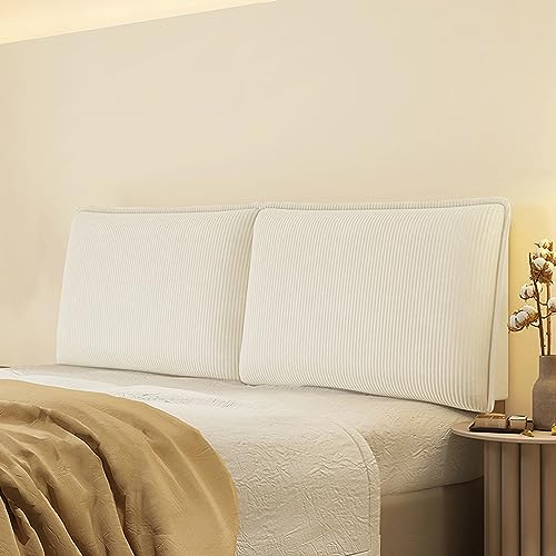 Kopfteilkissen, gepolstert, Kordsamt, Beige, groß, abnehmbares Rückenkissen, gestreift, einfarbig, 155 cm, Wandhalter für Bettdekoration Kopfteilkissen, gepolstert, Kordsamt, Beige, groß, abnehmbares Rückenkissen, gestreift, einfarbig, 155 cm, Wandhalter für Bettdekoration von Generic